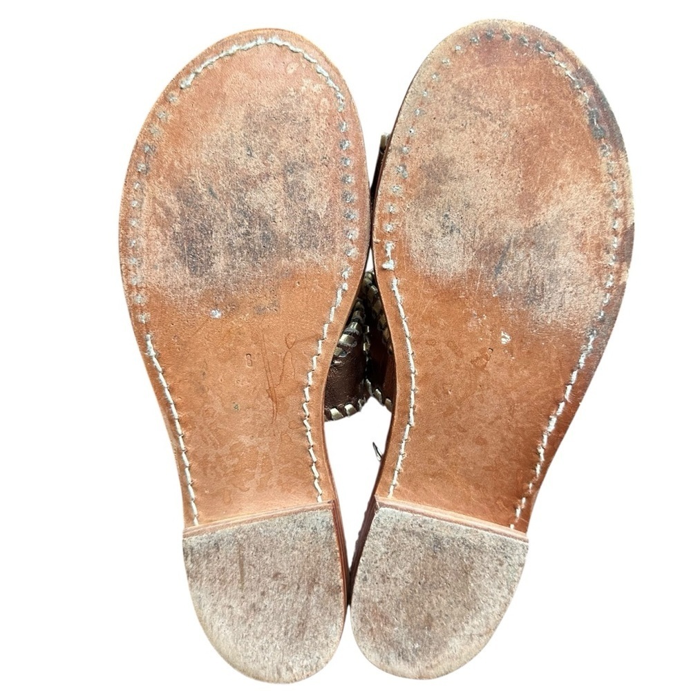 Stephen Bonanno Palm Beach Leather Handcrafted Gold Metallic Sandals Sz 8 - Picture 3 of 7